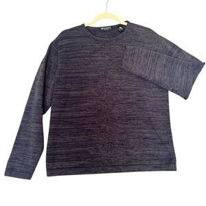 BRANDINI Le Collezioni 90s Womens Medium Blue Grey Cotton Sweater Round Neck Mom